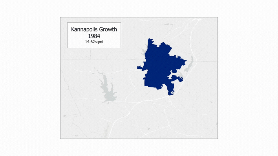 Gif showing kannapolis area growth each year since 1984 Gif showing kannapolis area growth each year since 1984